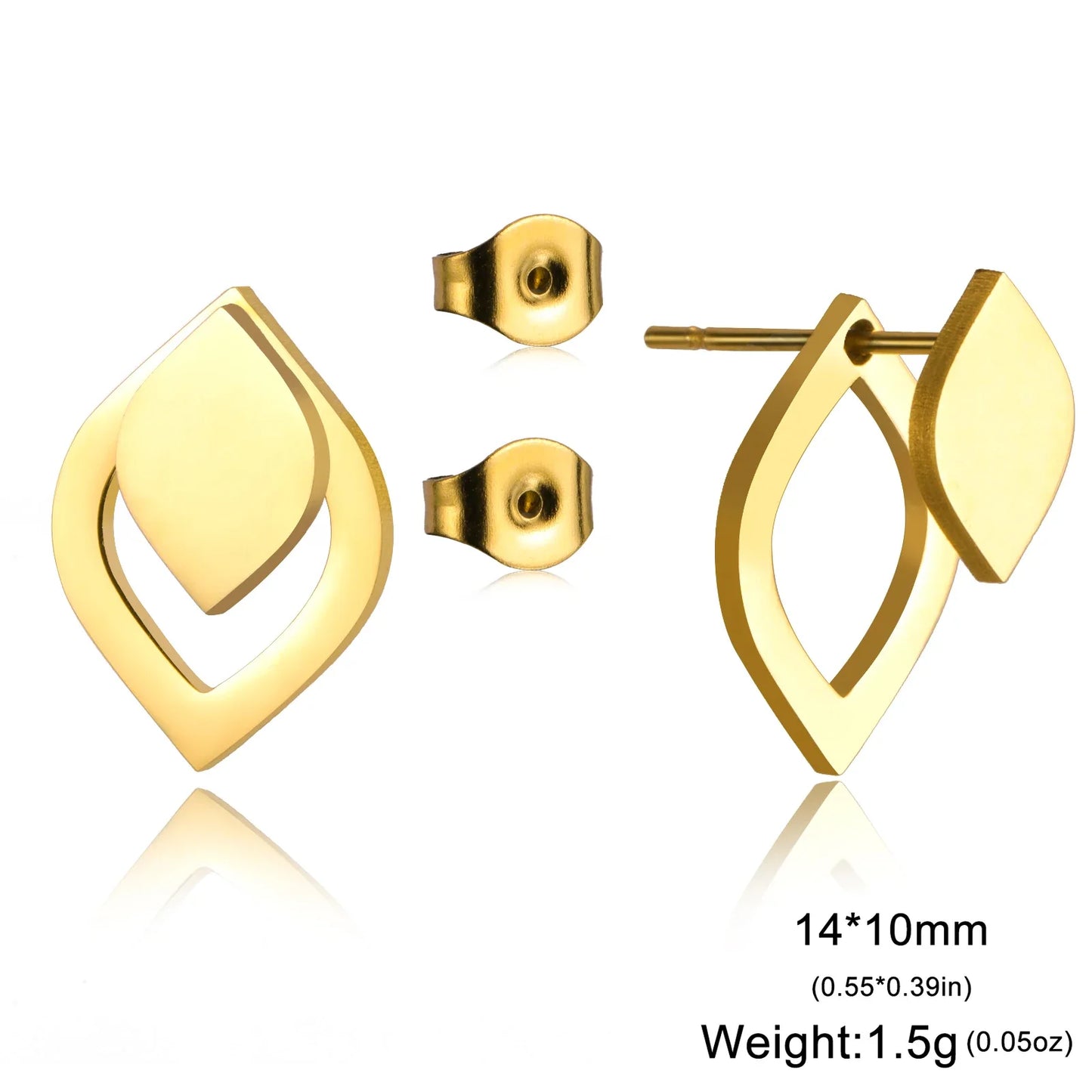 Geometric Minimalist Gold Stud Earrings