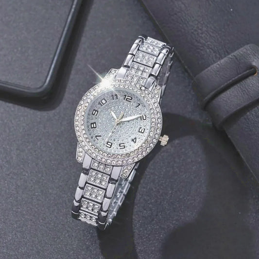 Hip-Hop Diamond Watch & Jewelry Set