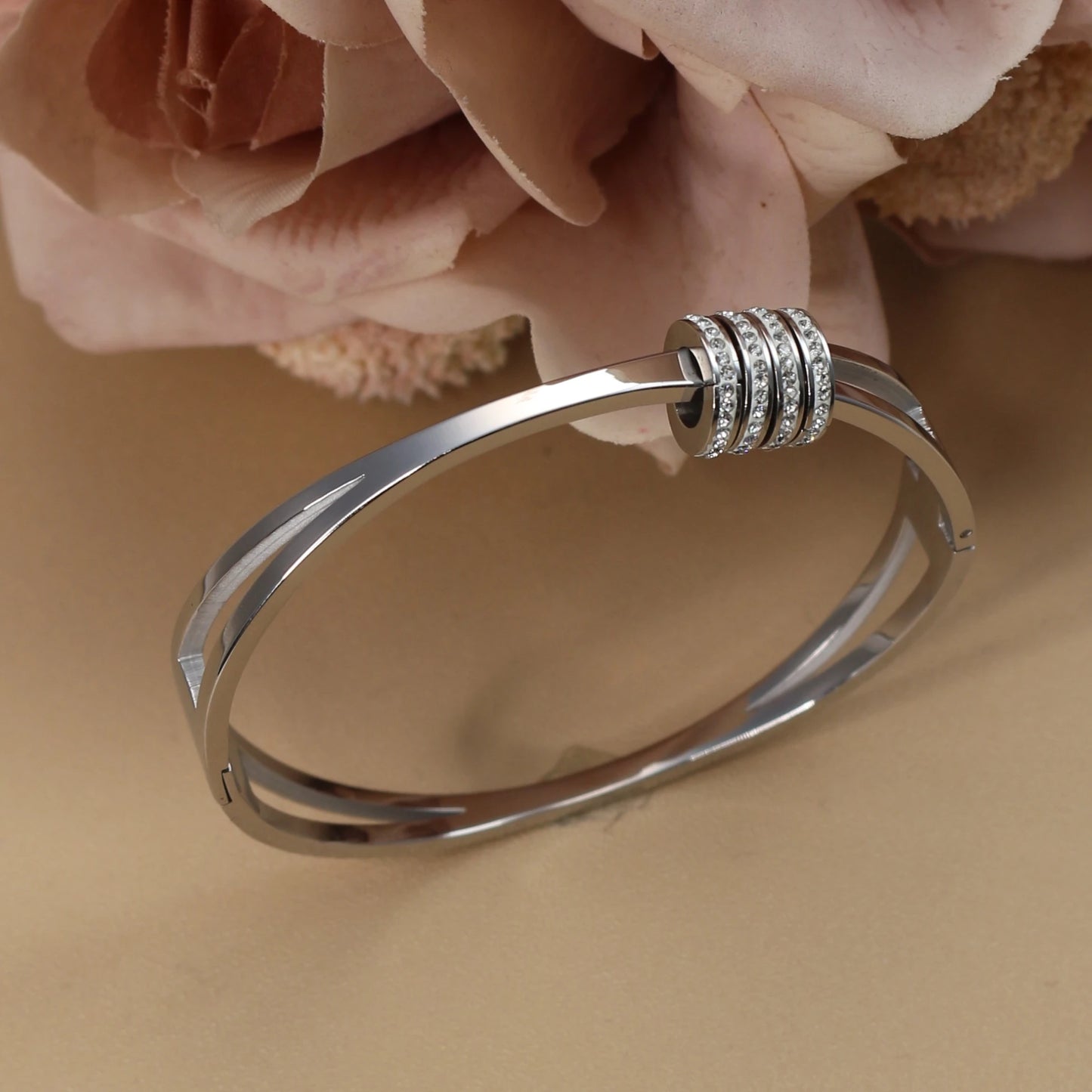 Hollow Crystal Half Face Bangle