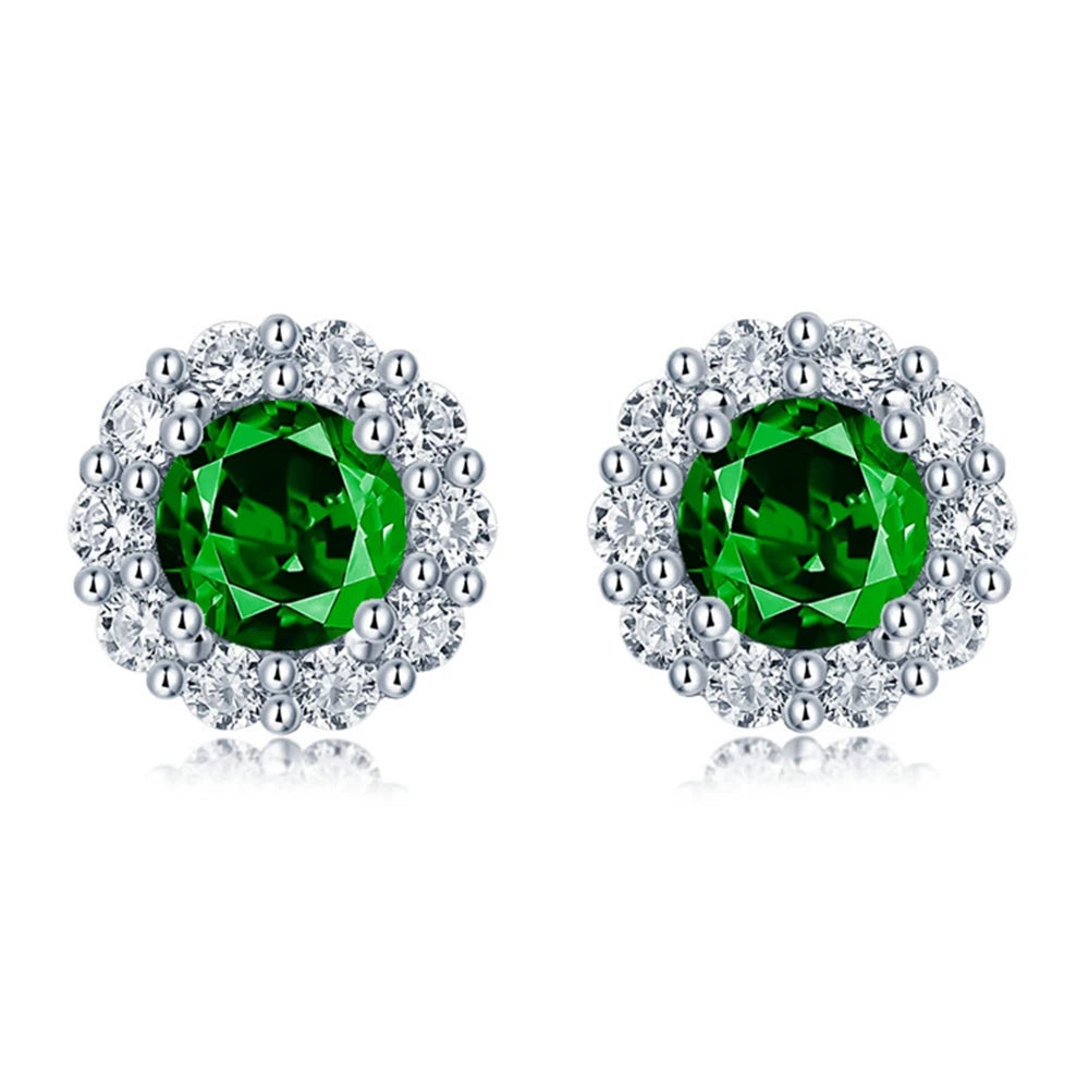 Round Cut Lab Sapphire Earrings