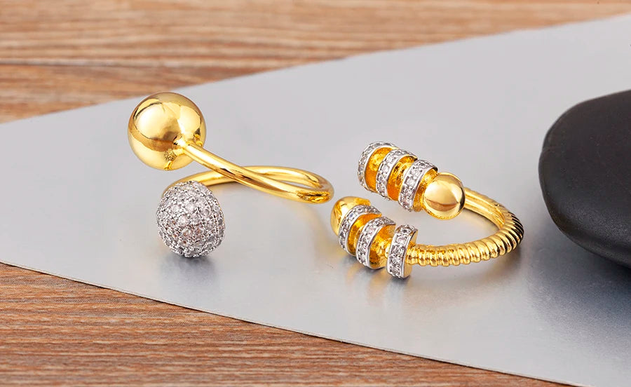 Hip-Hop Zircon Adjustable Open Ring