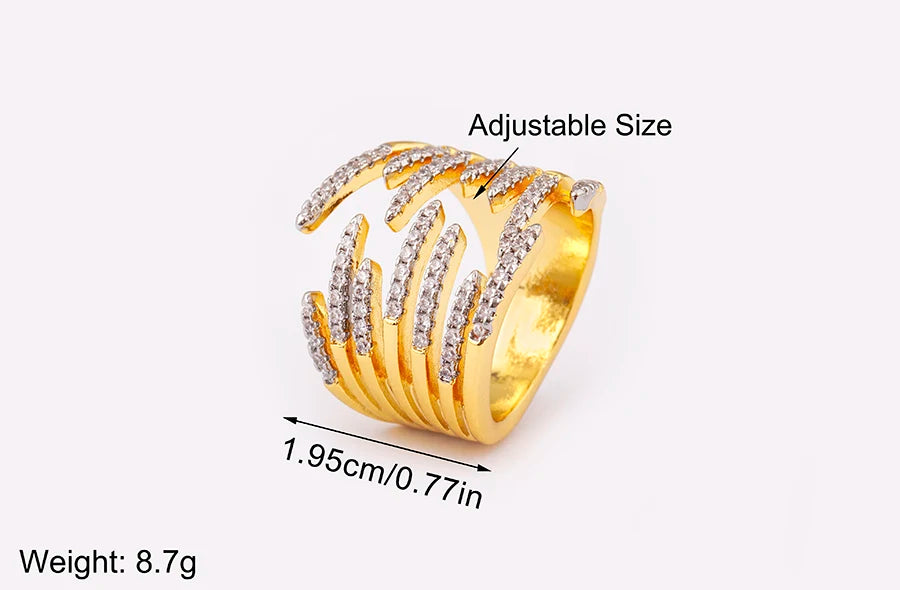 Hip-Hop Zircon Adjustable Open Ring
