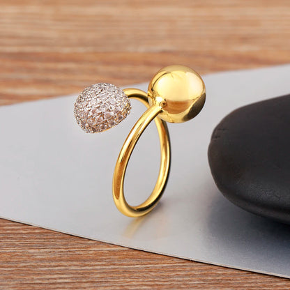 Hip-Hop Zircon Adjustable Open Ring