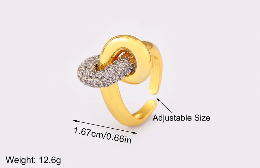 Hip-Hop Zircon Adjustable Open Ring