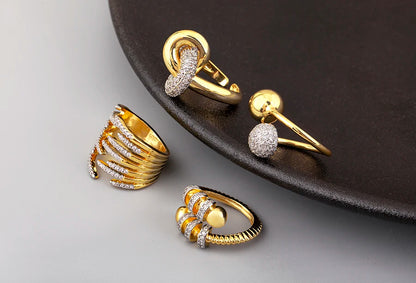 Hip-Hop Zircon Adjustable Open Ring