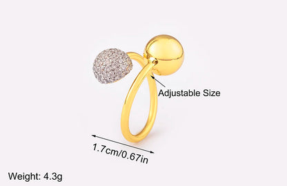 Hip-Hop Zircon Adjustable Open Ring