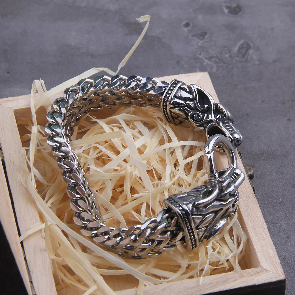Viking Dragon Mesh Biker Bracelet