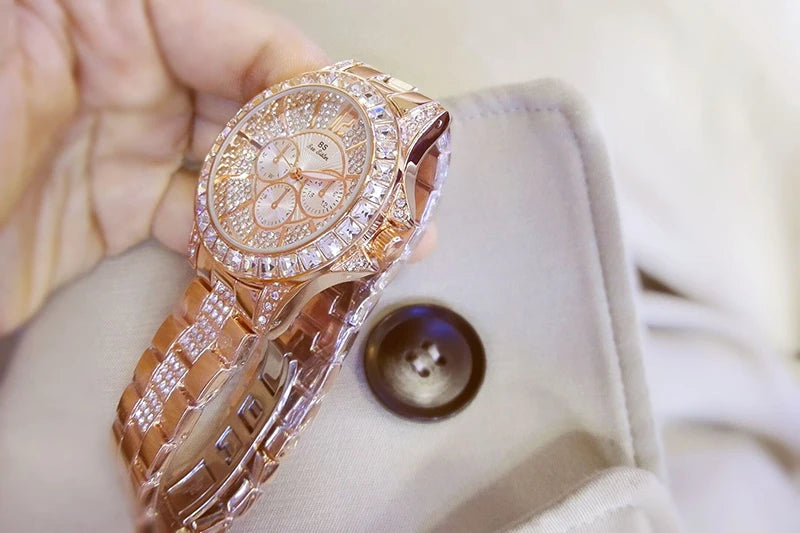 Rose Gold Crystal Jewelry Watch