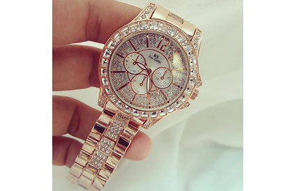 Rose Gold Crystal Jewelry Watch