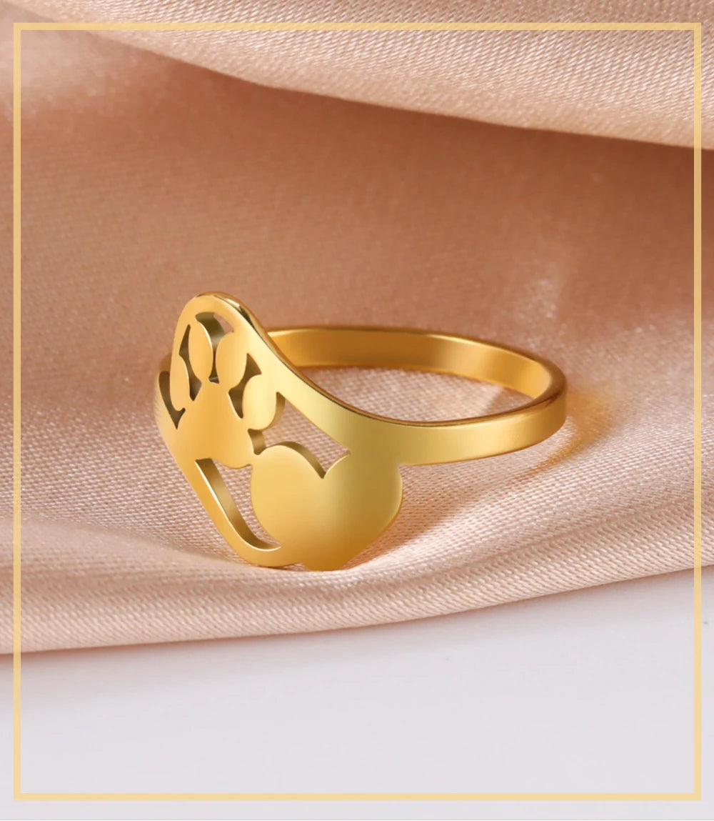 Gilded Heart Animal Motif Ring