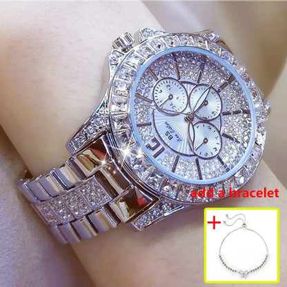 Rose Gold Crystal Jewelry Watch