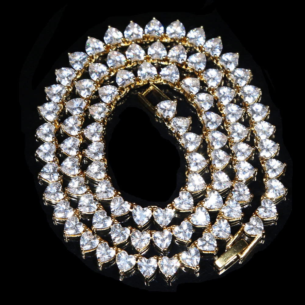 Bling Heart CZ Tennis Necklace