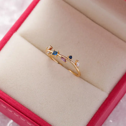 Sakura Flower Crystal Open Ring