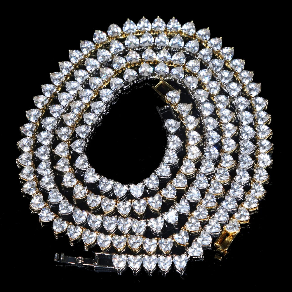 Bling Heart CZ Tennis Necklace