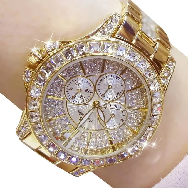 Rose Gold Crystal Jewelry Watch