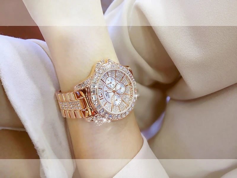 Rose Gold Crystal Jewelry Watch