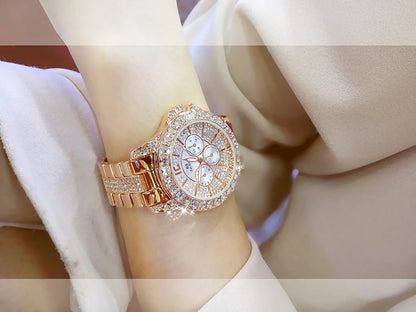 Rose Gold Crystal Jewelry Watch