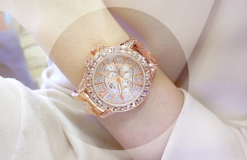 Rose Gold Crystal Jewelry Watch