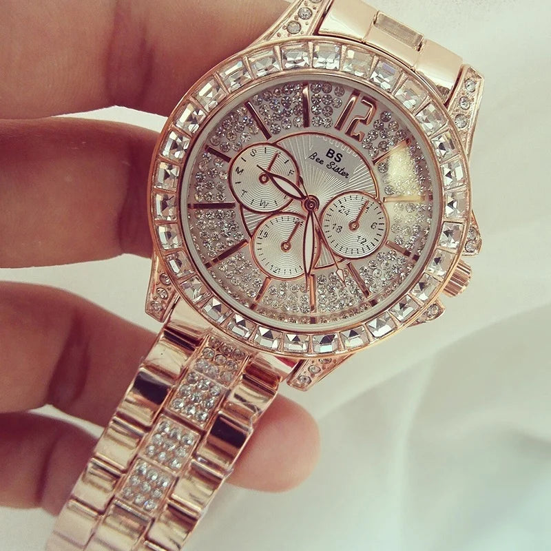 Rose Gold Crystal Jewelry Watch