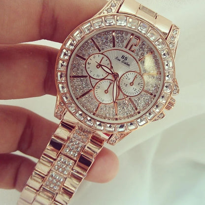 Rose Gold Crystal Jewelry Watch