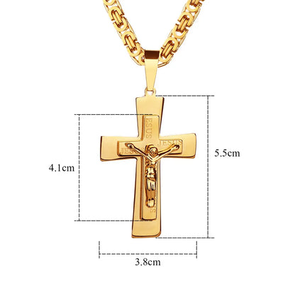 Gilded Jesus Cross Crucifix Necklace
