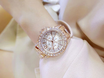 Rose Gold Crystal Jewelry Watch