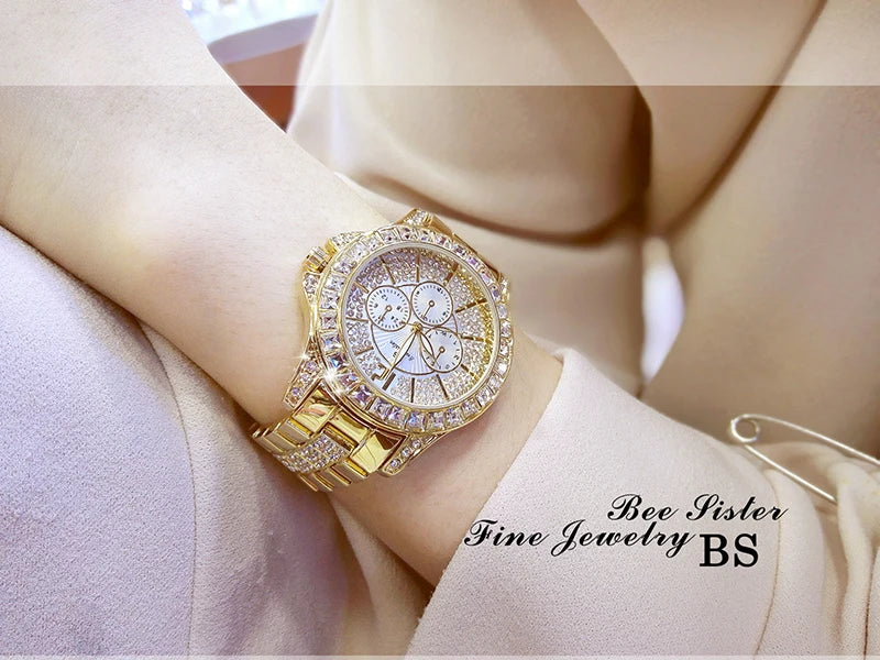 Rose Gold Crystal Jewelry Watch