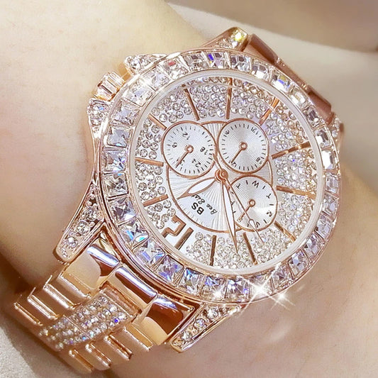 Rose Gold Crystal Jewelry Watch