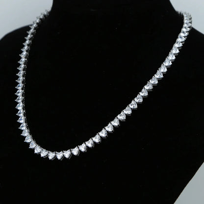 Bling Heart CZ Tennis Necklace