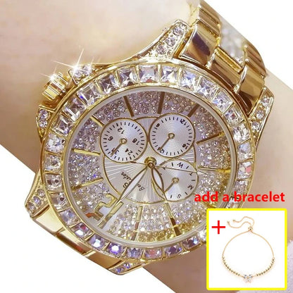 Rose Gold Crystal Jewelry Watch