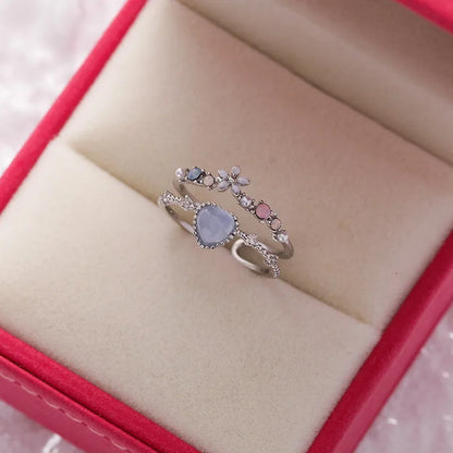 Sakura Flower Crystal Open Ring