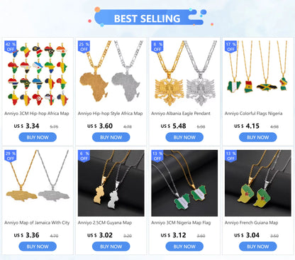 Heritage Africa Map Pendant Necklace