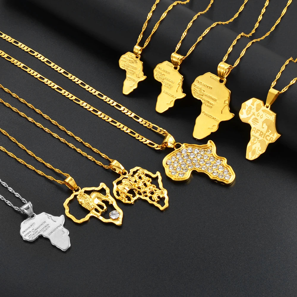 Heritage Africa Map Pendant Necklace