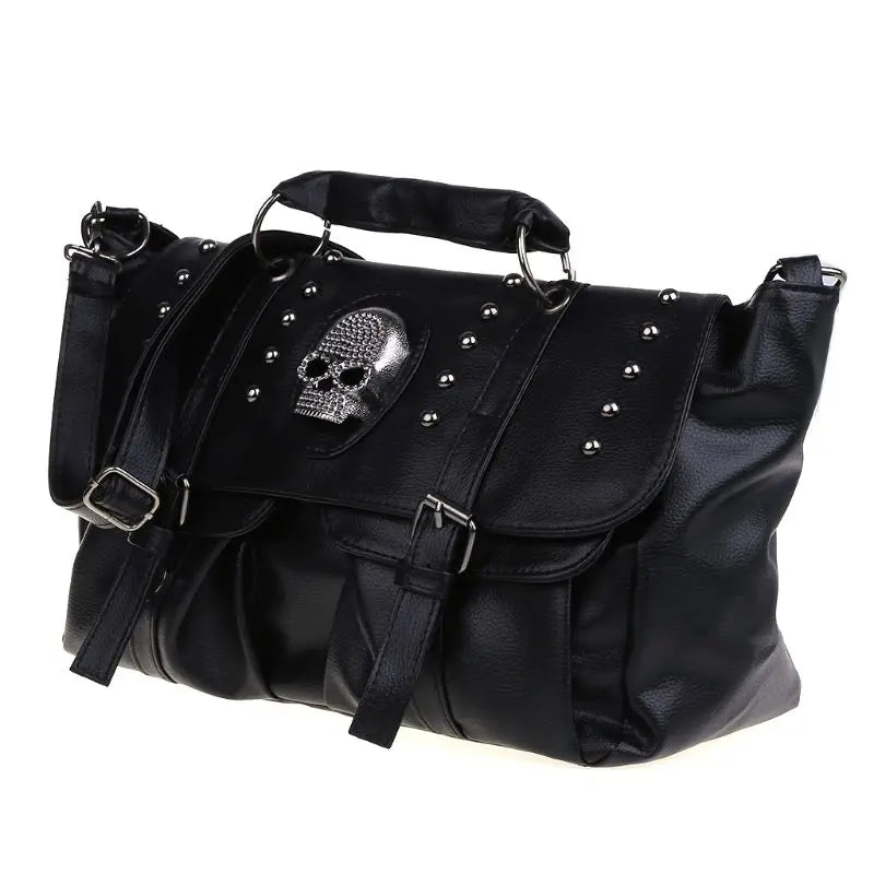 Noir Punk Skull Motif Tote