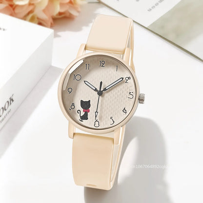 Whimsical Cat Silicone Kids Watch