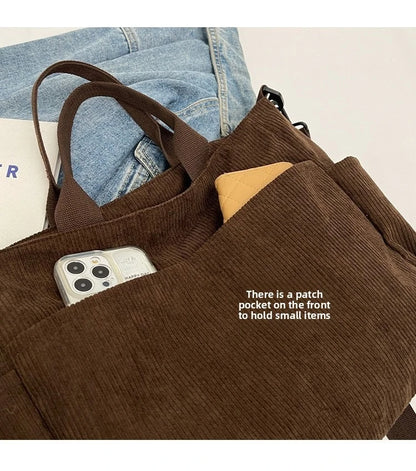 Corduroy Square Commuter Shoulder Bag