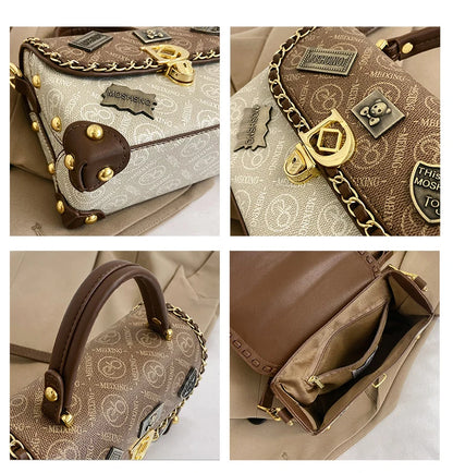 Retro Chain Linked Leather Handbag