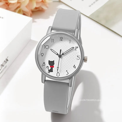 Whimsical Cat Silicone Kids Watch