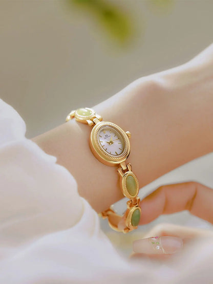 Natural Gemstone Oval Jewelry Watch