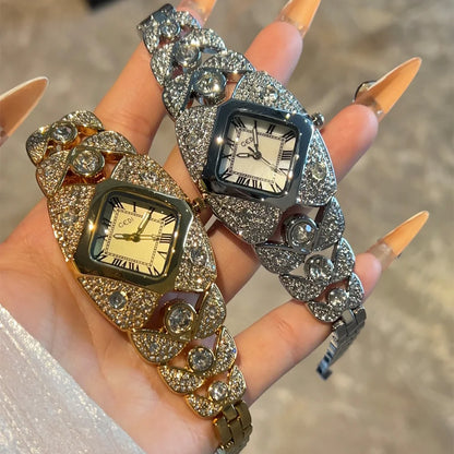 Roman Full Diamond Inlaid Watch