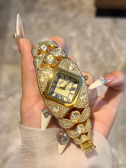 Roman Full Diamond Inlaid Watch