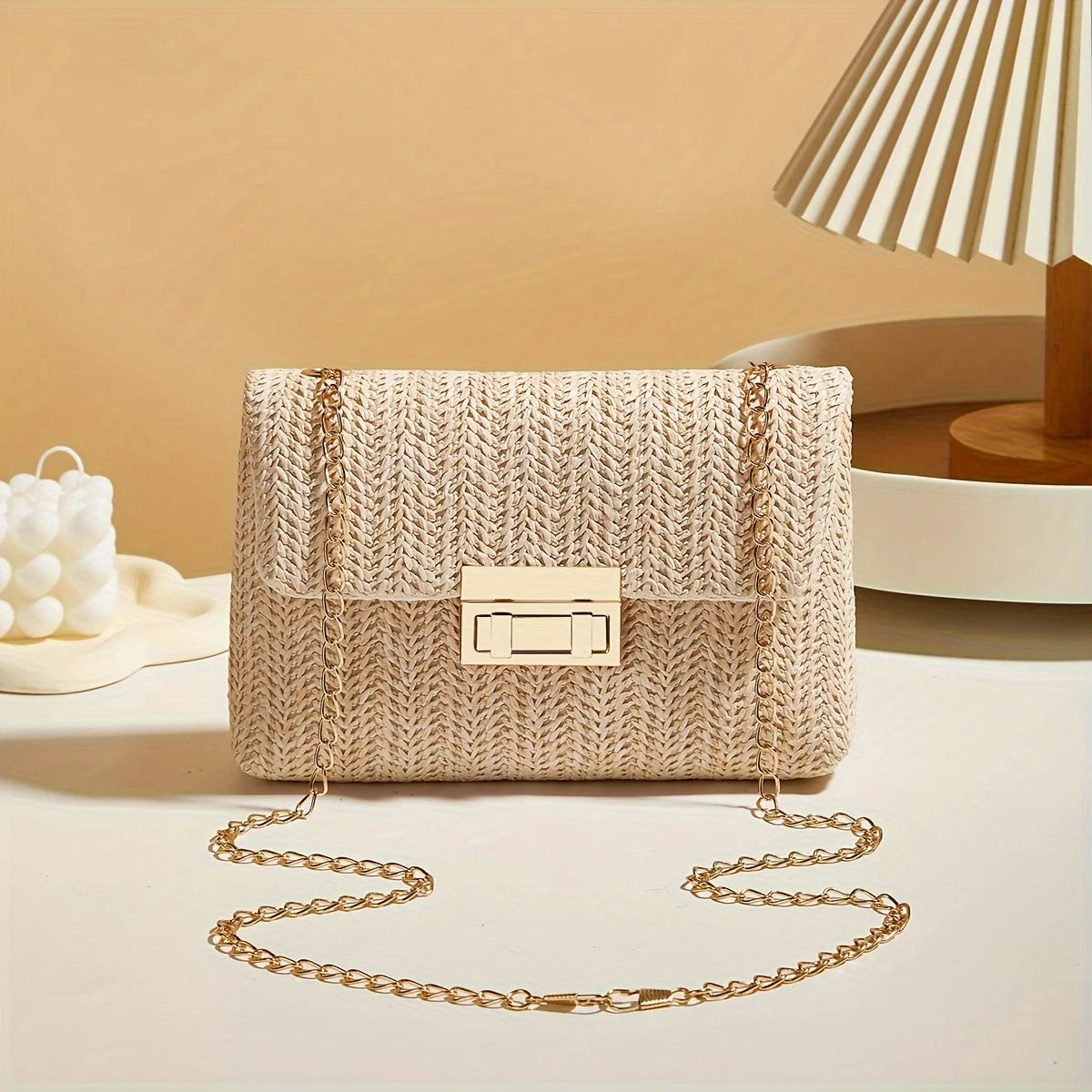 Handwoven Artisan Straw Lock Purse