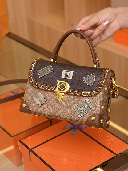 Retro Chain Linked Leather Handbag