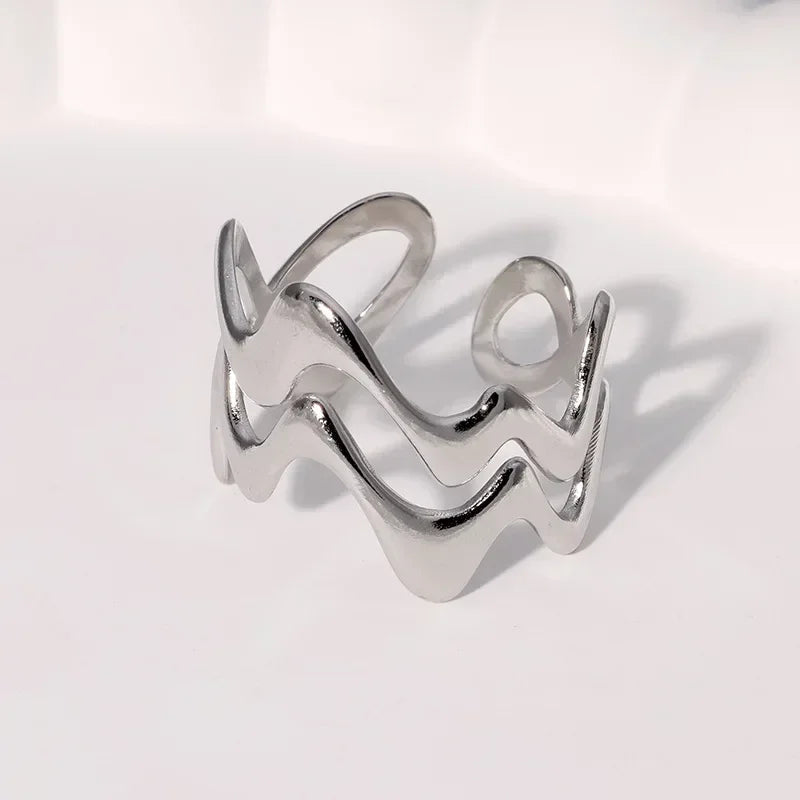 Irregular Wave Gilded Statement Ring