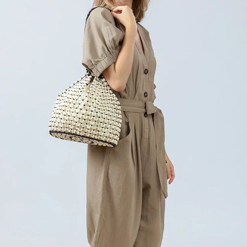 Retro Summer Handwoven Bucket Bag