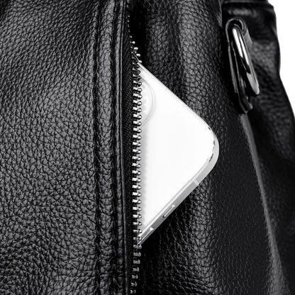 Multi-Pocket Soft Leather Designer Tote