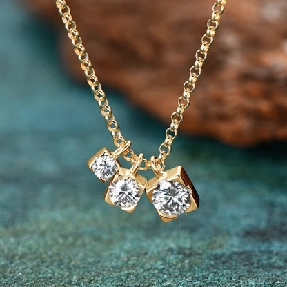 Full Moissanite Diamond Engagement Necklace