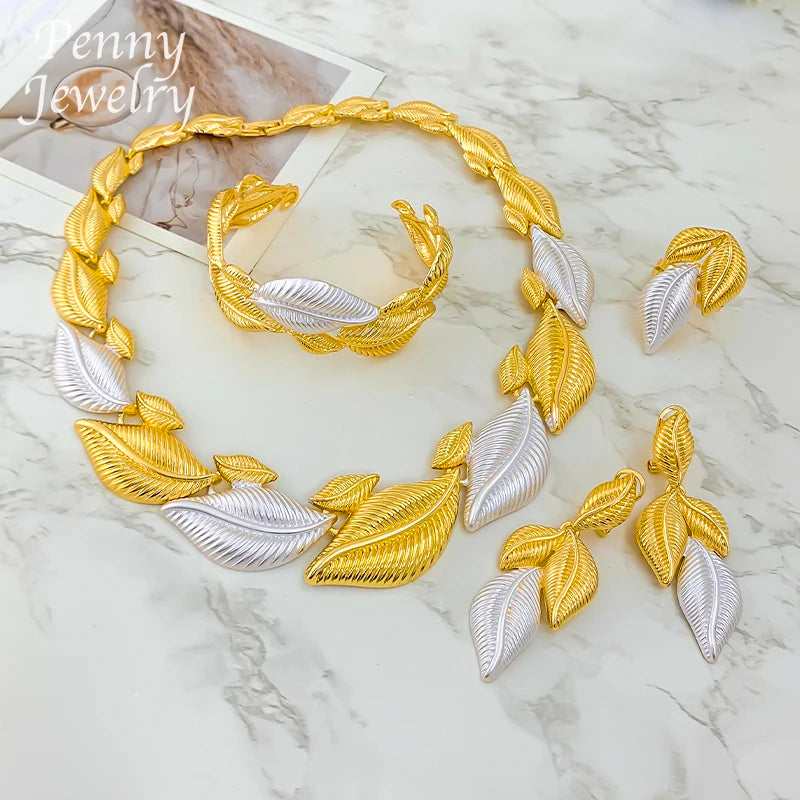 Leaf Shaped Gilded Choker Set