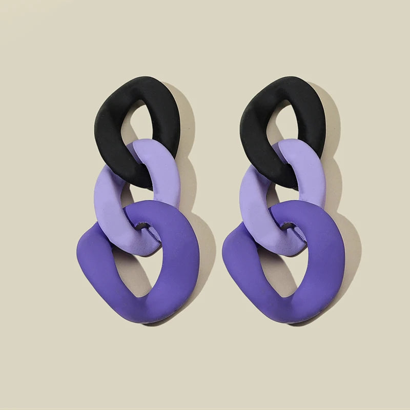 Color-Block Statement Resin Earrings