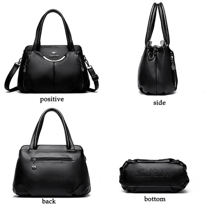 Multi-Pocket Soft Leather Designer Tote